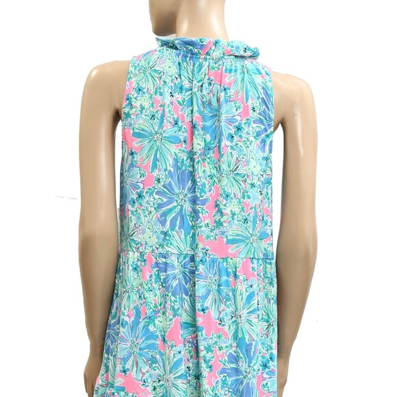 Lilly Pulitzer Floral Printed Midi Dress Ruffle Tank Cotton Resort M NEW 282440 - Picture 4 of 5